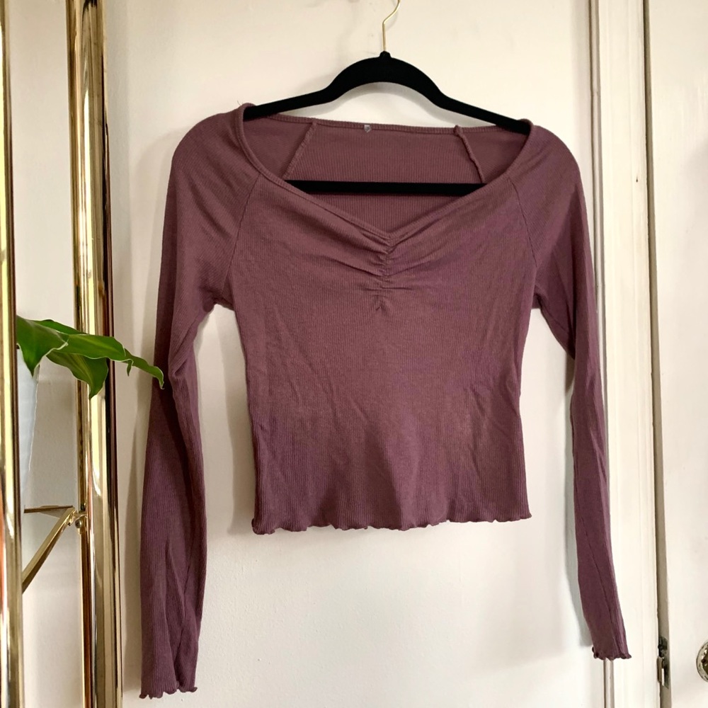 Ribbed Long-Sleeve Crop Top